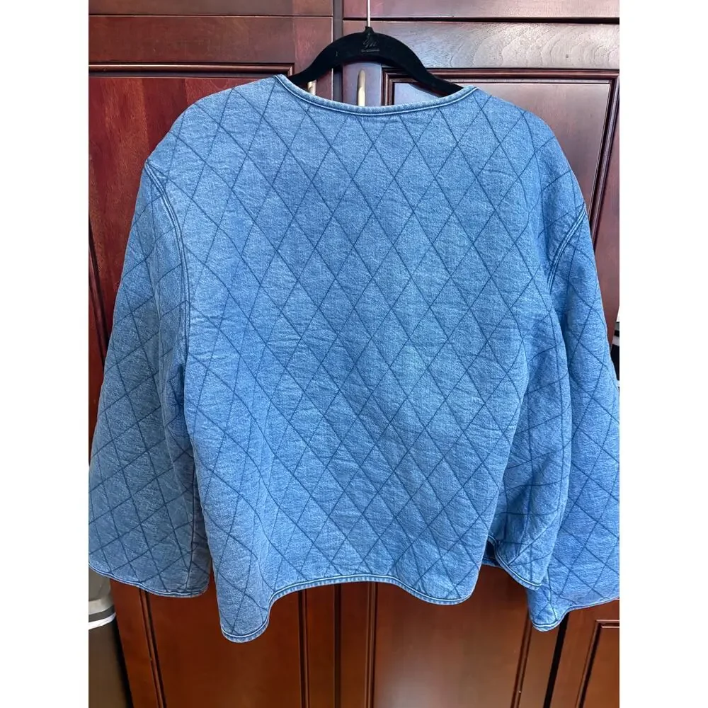 Kate Spade x Target Quilted Denim Jacket w Pearl Buttons Size 1X NWT - Picture 3 of 14